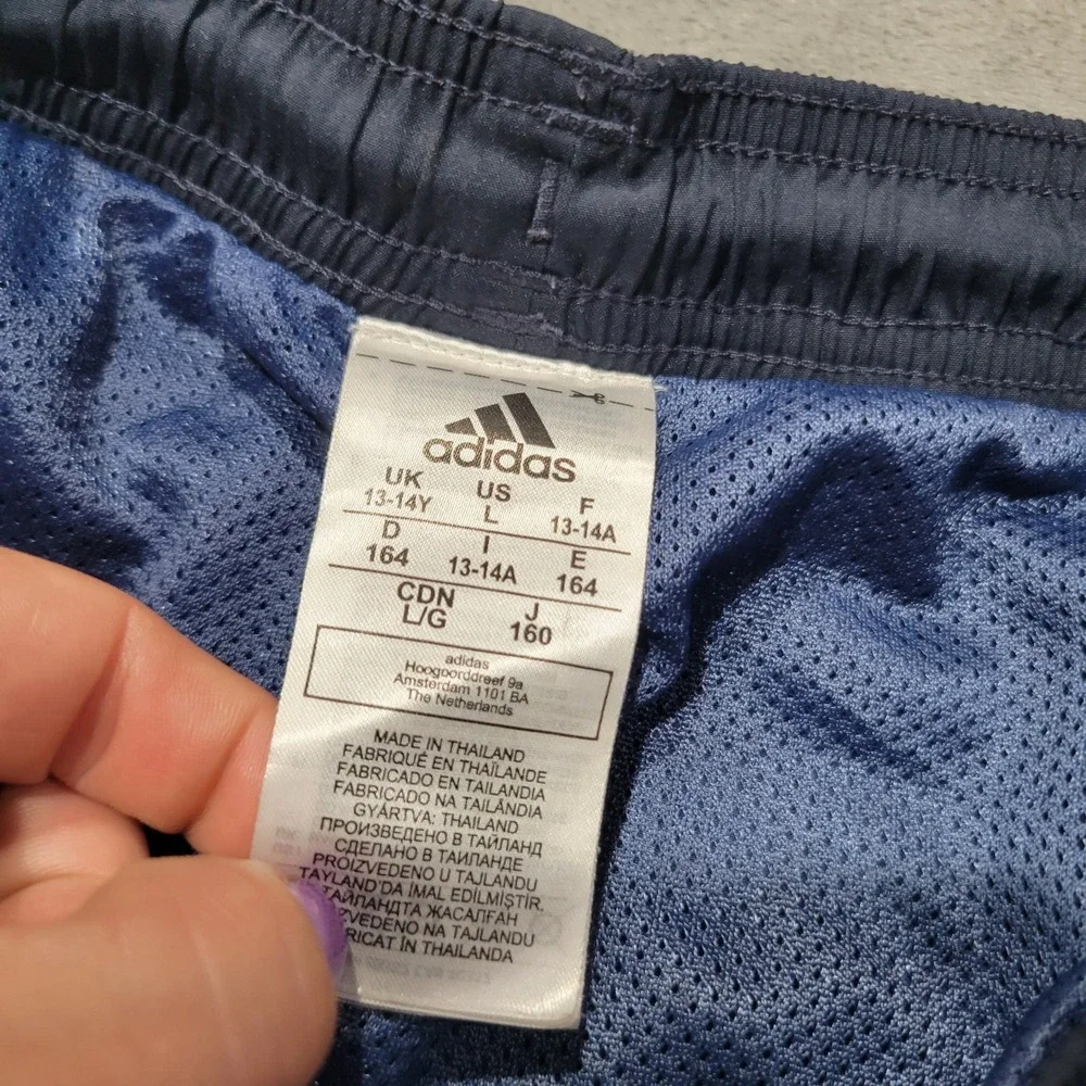 Adidas Swim Trunks Boys Large 13-14Y Navy Blue FL8721 Gradient‎ Logo Athletic